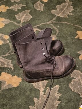 Timberland Dark Brown Suede Lace-Up Combat Boots
